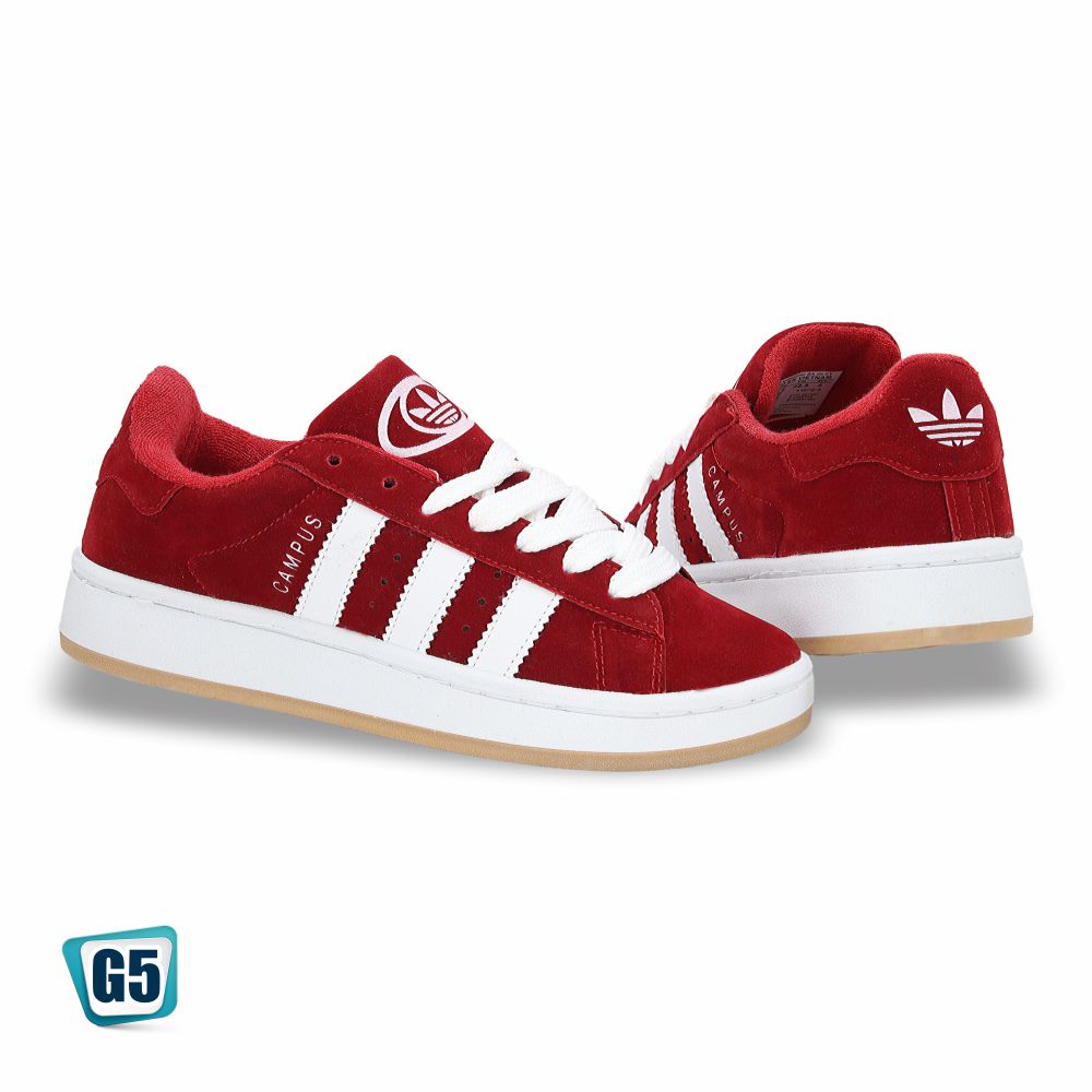 Tenis Campus Urbano Rojo con Franjas Blancas
