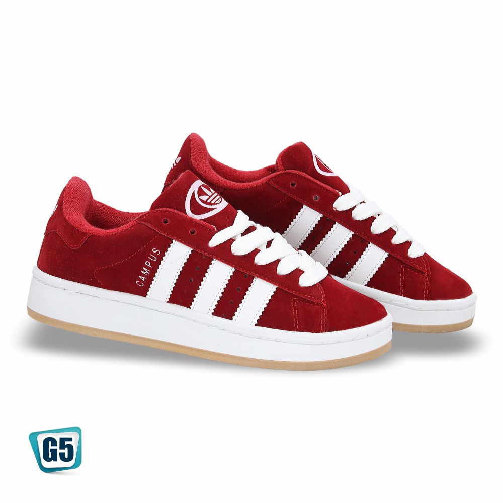 Tenis Campus Urbano Rojo con Franjas Blancas