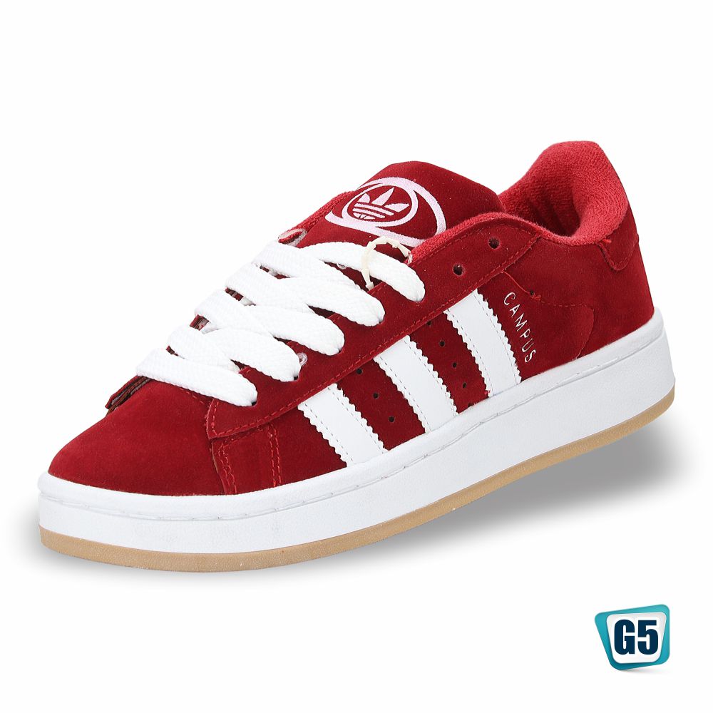 Tenis Campus Urbano Rojo con Franjas Blancas