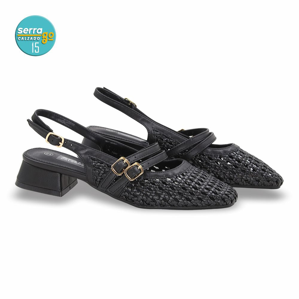 ZAPATILLA DE TACON, MODELO 813, COLOR NEGRO, CORRIDA 23 - 26