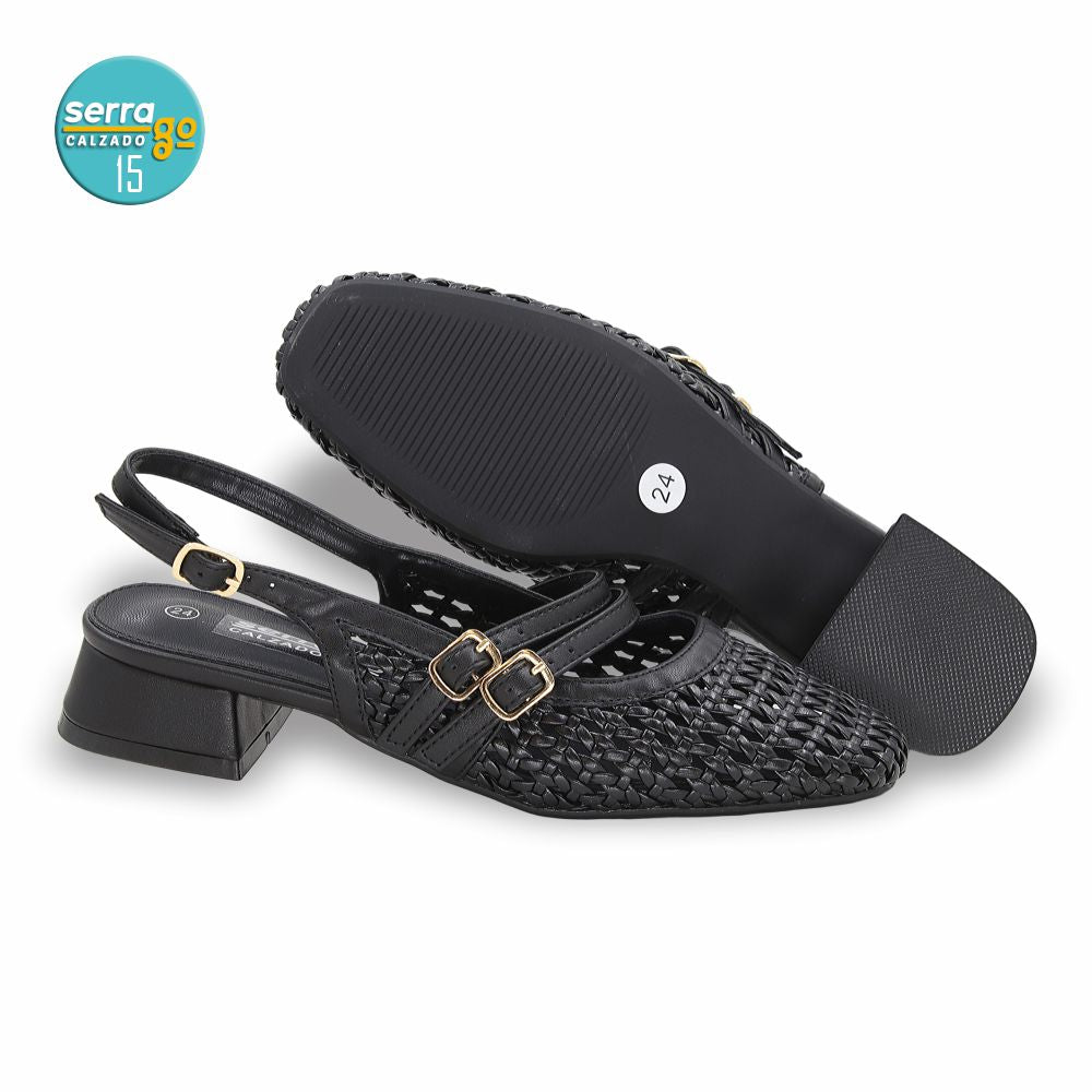 ZAPATILLA DE TACON, MODELO 813, COLOR NEGRO, CORRIDA 23 - 26