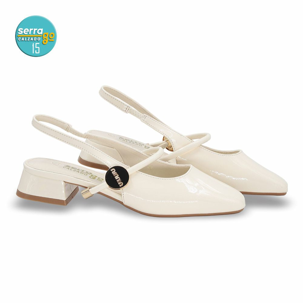 ZAPATILLA DE TACON, MODELO 815, COLOR CHAROL LATTE, CORRIDA 23 - 26