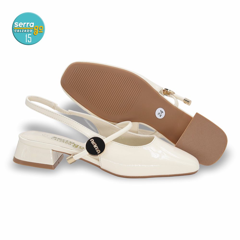 ZAPATILLA DE TACON, MODELO 815, COLOR CHAROL LATTE, CORRIDA 23 - 26