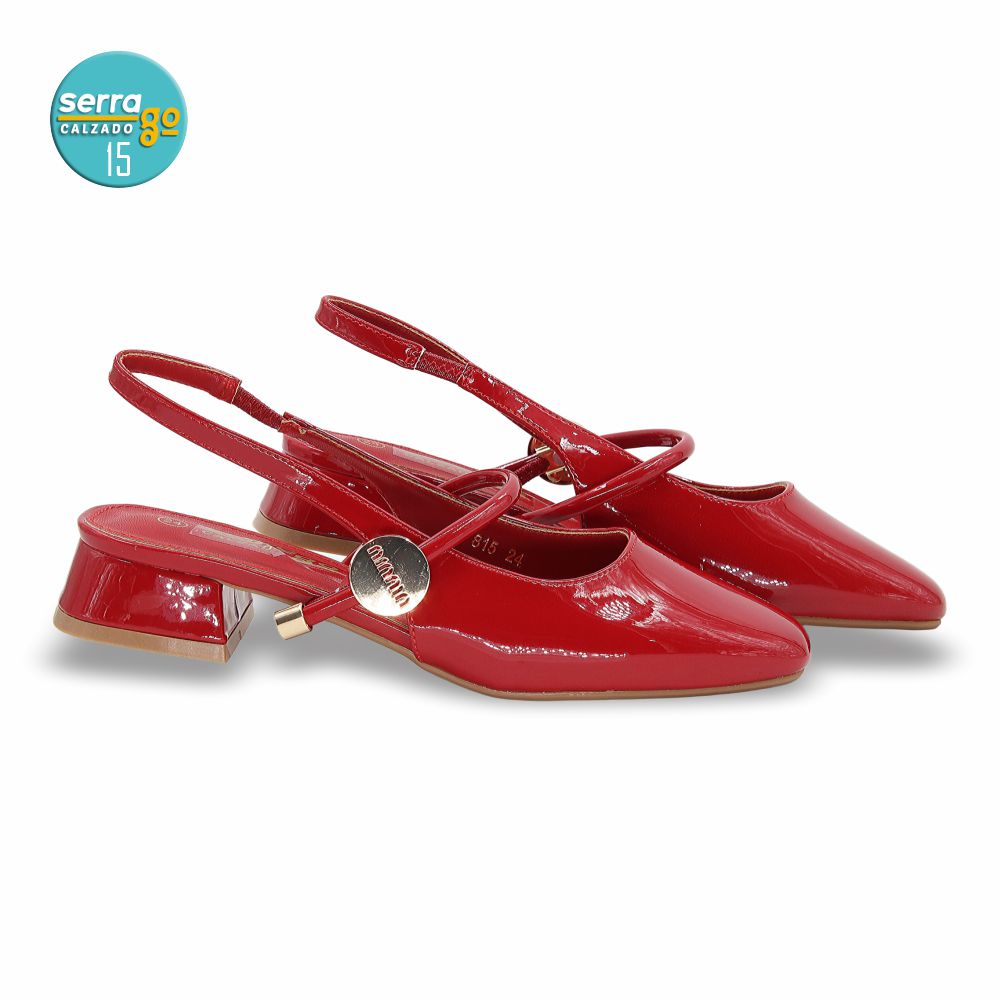ZAPATILLA DE TACON, MODELO 815, COLOR CHAROL ROJO, CORRIDA 23 - 26