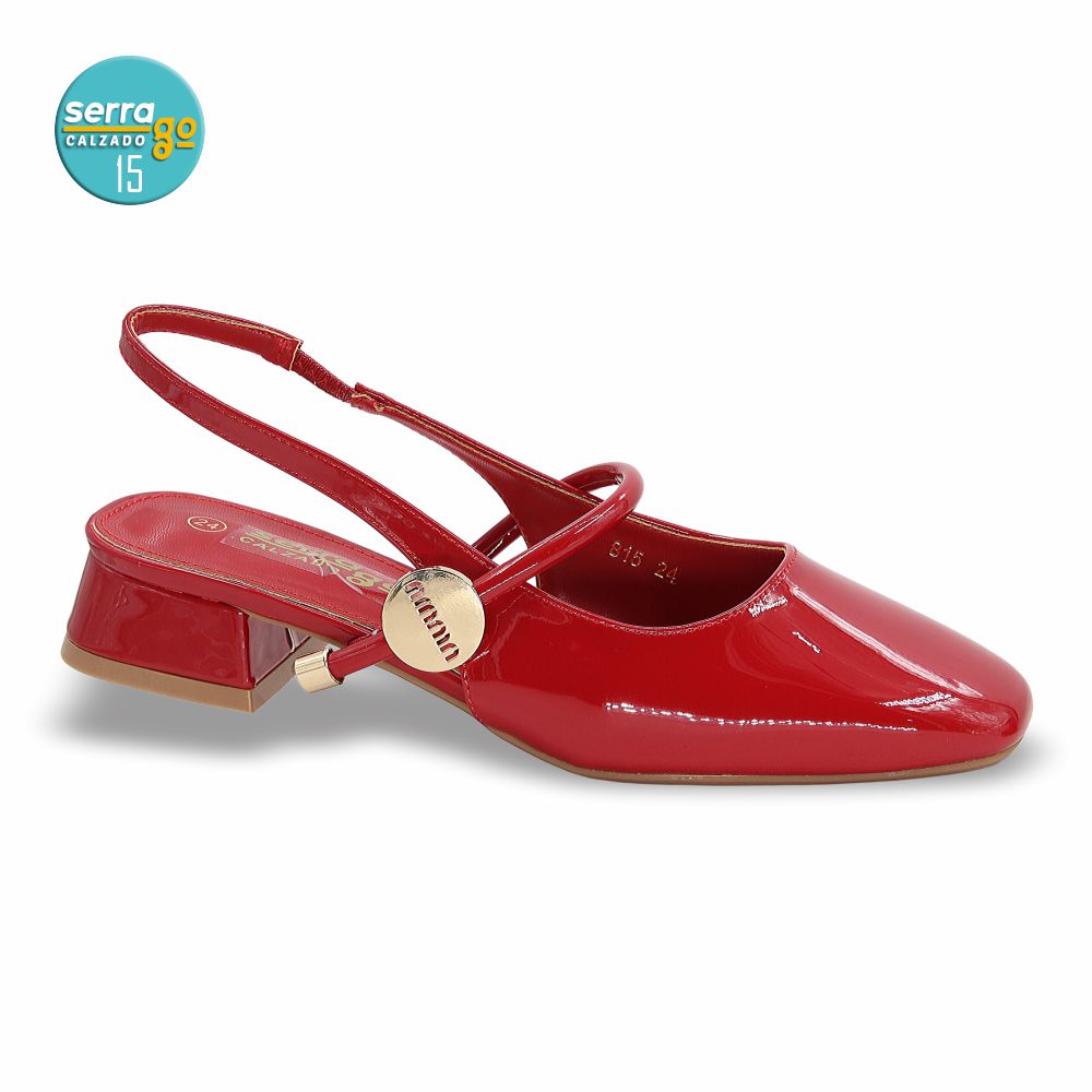 ZAPATILLA DE TACON, MODELO 815, COLOR CHAROL ROJO, CORRIDA 23 - 26