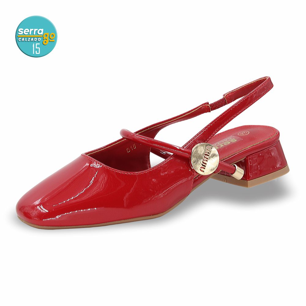 ZAPATILLA DE TACON, MODELO 815, COLOR CHAROL ROJO, CORRIDA 23 - 26