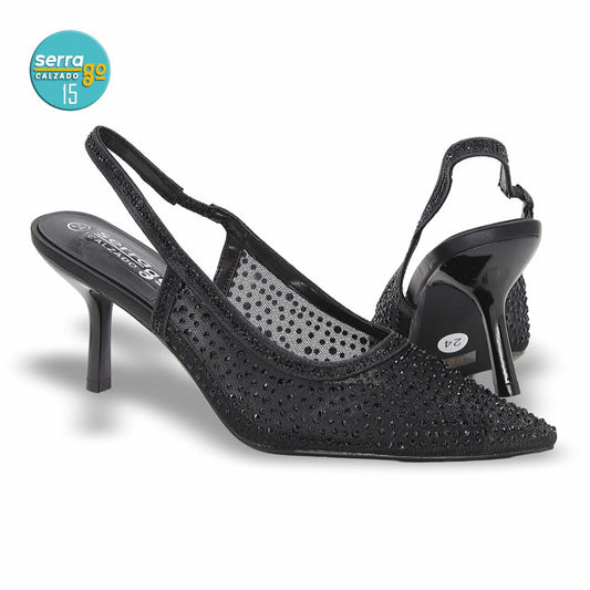 ZAPATILLA DE TACÓN, MODELO 801, COLOR NEGRO, CORRIDA 23 - 26