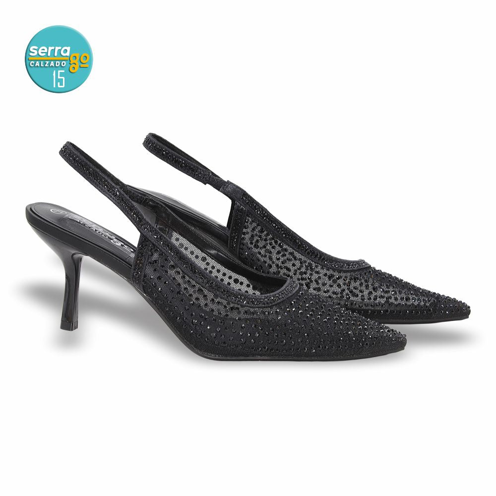 ZAPATILLA DE TACÓN, MODELO 801, COLOR NEGRO, CORRIDA 23 - 26