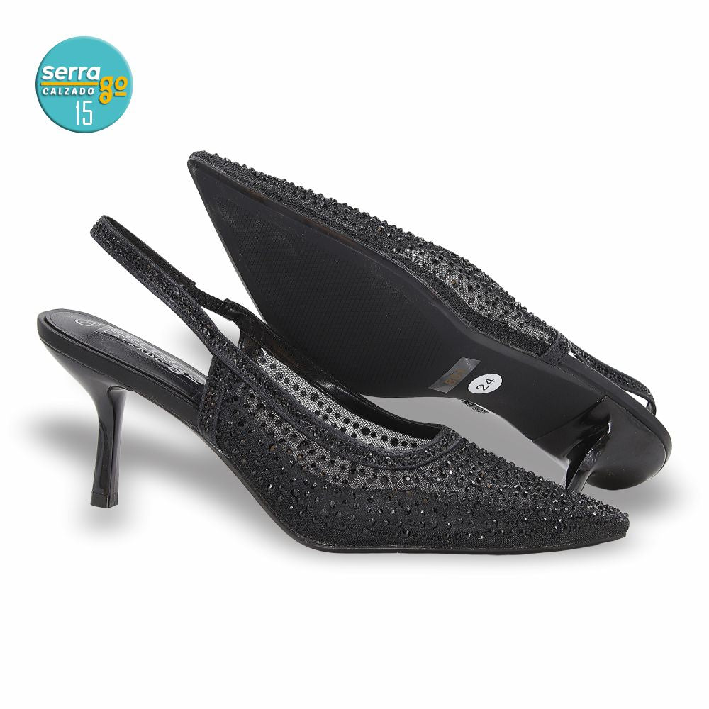 ZAPATILLA DE TACÓN, MODELO 801, COLOR NEGRO, CORRIDA 23 - 26