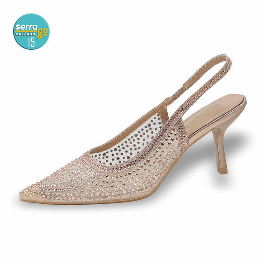 ZAPATILLA DE TACON, MODELO 801, COLOR ORO ROSADO, CORRIDA 23 - 26