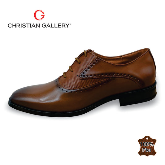 Zapato Formal de Piel mod. 4656 color tabaco – Christian Gallery