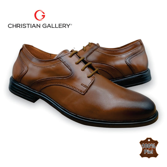 Zapato Formal de Piel mod. 4550-1 color tabaco – Christian Gallery