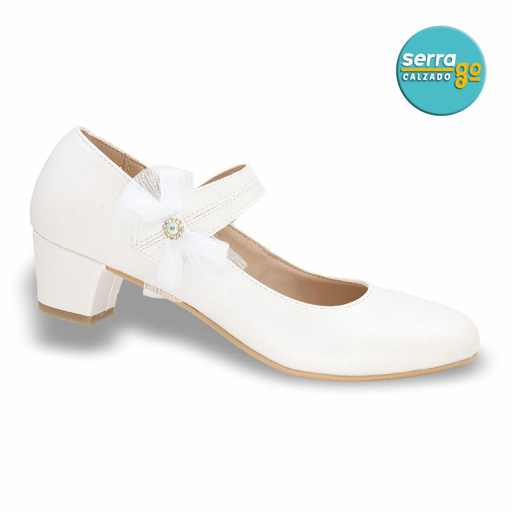 CALZADO FORMAL CLASICO INFANTIL ESTILO 23162 COLOR BLANCO PERLA
