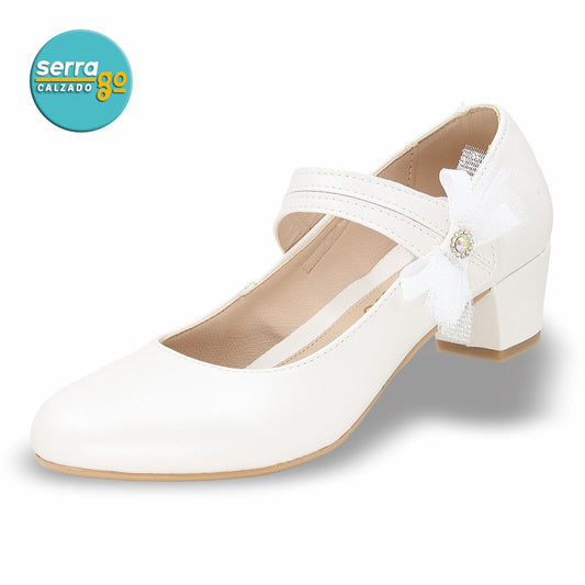 CALZADO FORMAL CLASICO INFANTIL ESTILO 23162 COLOR BLANCO PERLA