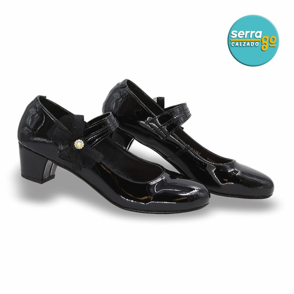 CALZADO FORMAL CLASICO INFANTIL ESTILO 23162 COLOR CHAROL NEGRO