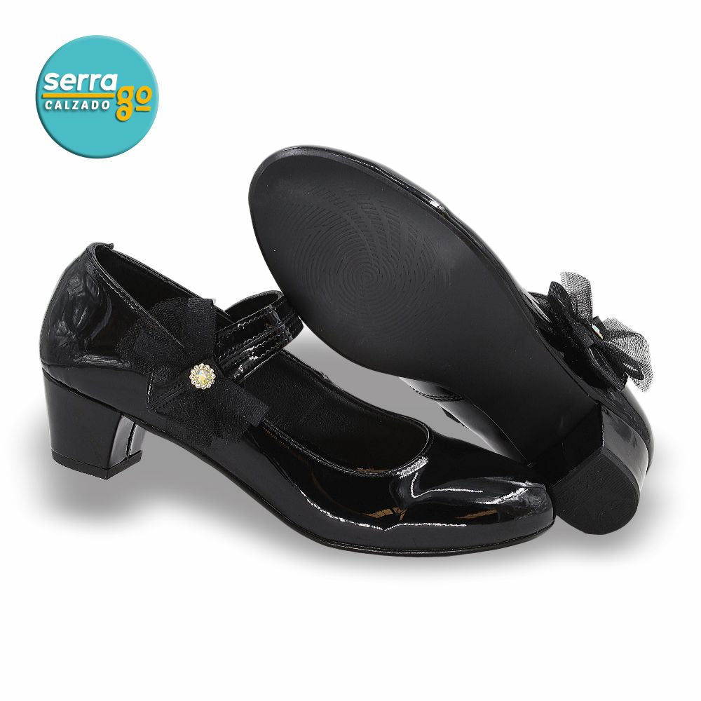 CALZADO FORMAL CLASICO INFANTIL ESTILO 23162 COLOR CHAROL NEGRO