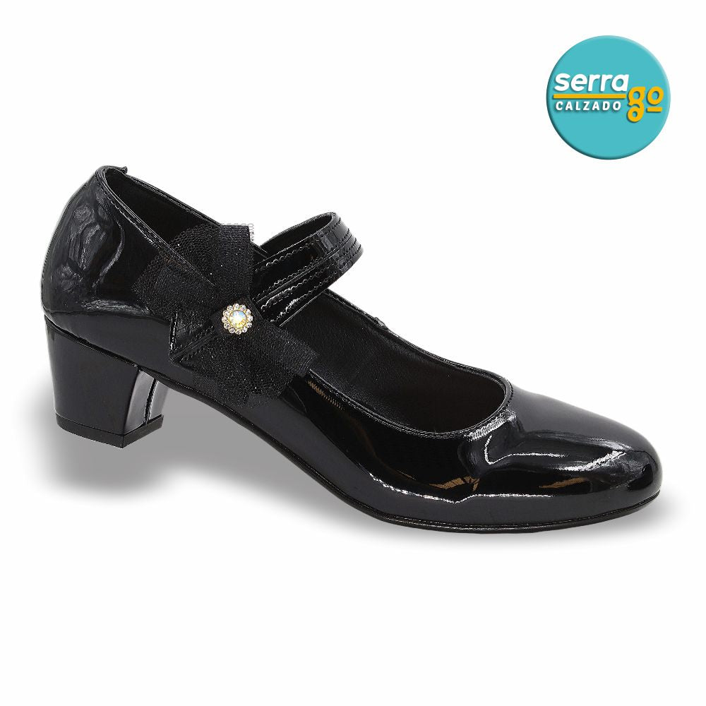 CALZADO FORMAL CLASICO INFANTIL ESTILO 23162 COLOR CHAROL NEGRO