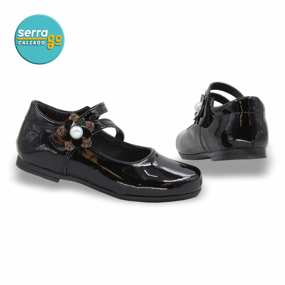 CALZADO FORMAL CLASICO INFANTIL ESTILO 25651 COLOR CHAROL NEGRO