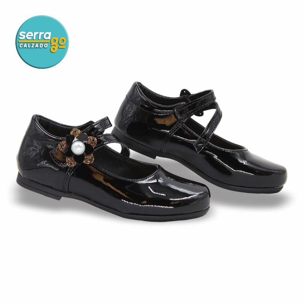 CALZADO FORMAL CLASICO INFANTIL ESTILO 25651 COLOR CHAROL NEGRO