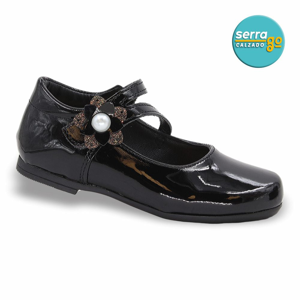 CALZADO FORMAL CLASICO INFANTIL ESTILO 25651 COLOR CHAROL NEGRO