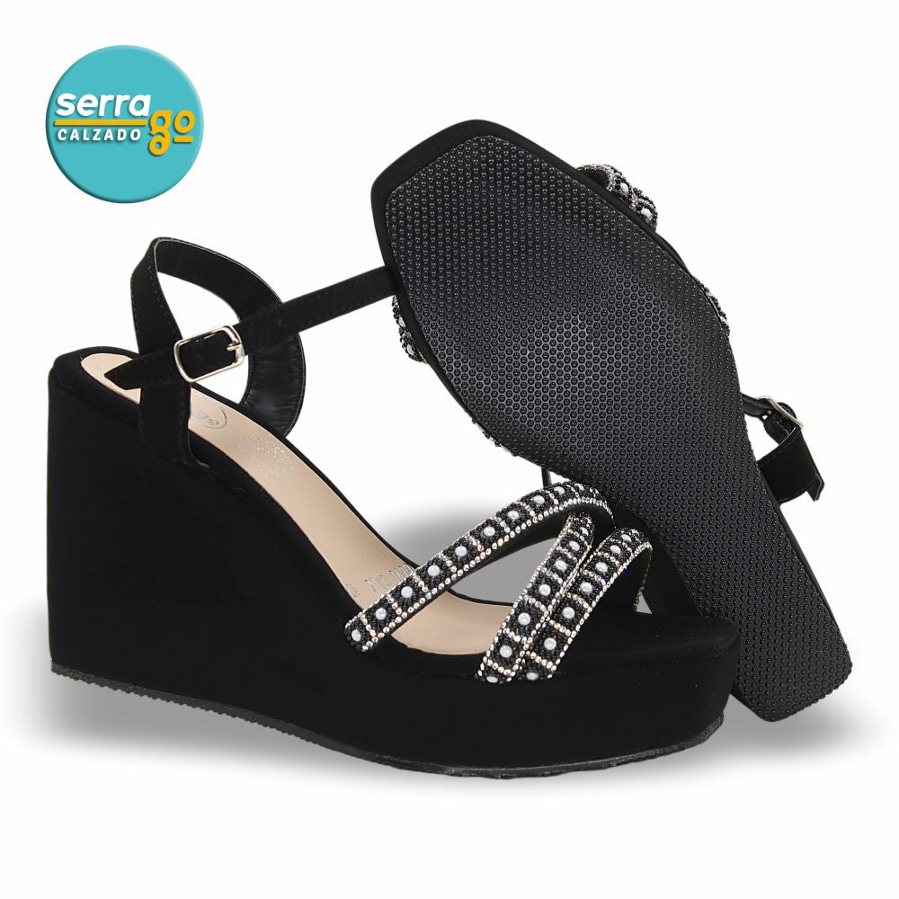 SANDALIA DE PLATAFORMA MOD. 2503 COLOR BUCK NEGRO