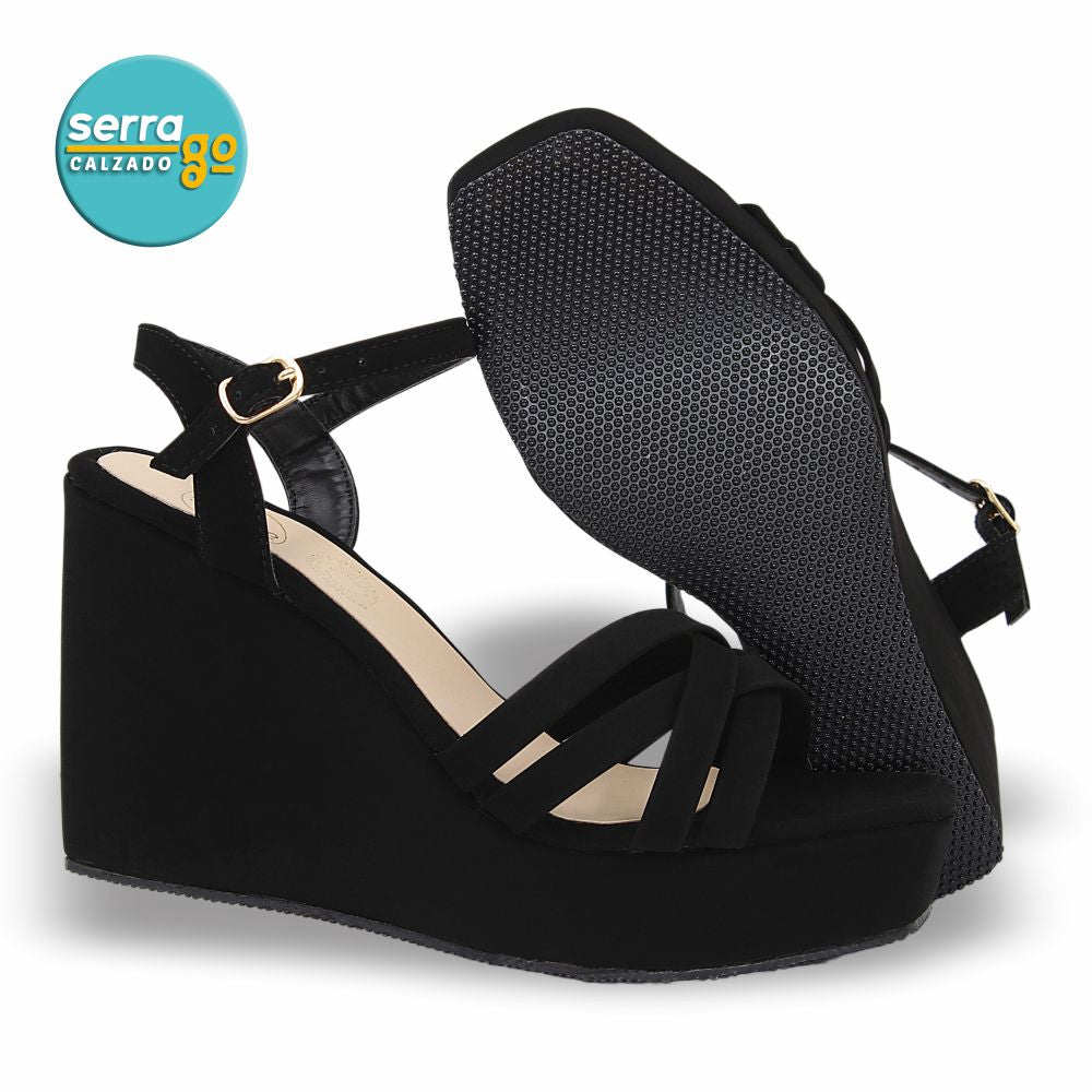 SANDALIA DE PLATAFORMA MOD. 891 COLOR BUCK NEGRO