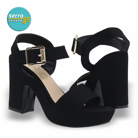 SANDALIA DE TACÓN ALTO MOD. 452 COLOR BUCK NEGRO