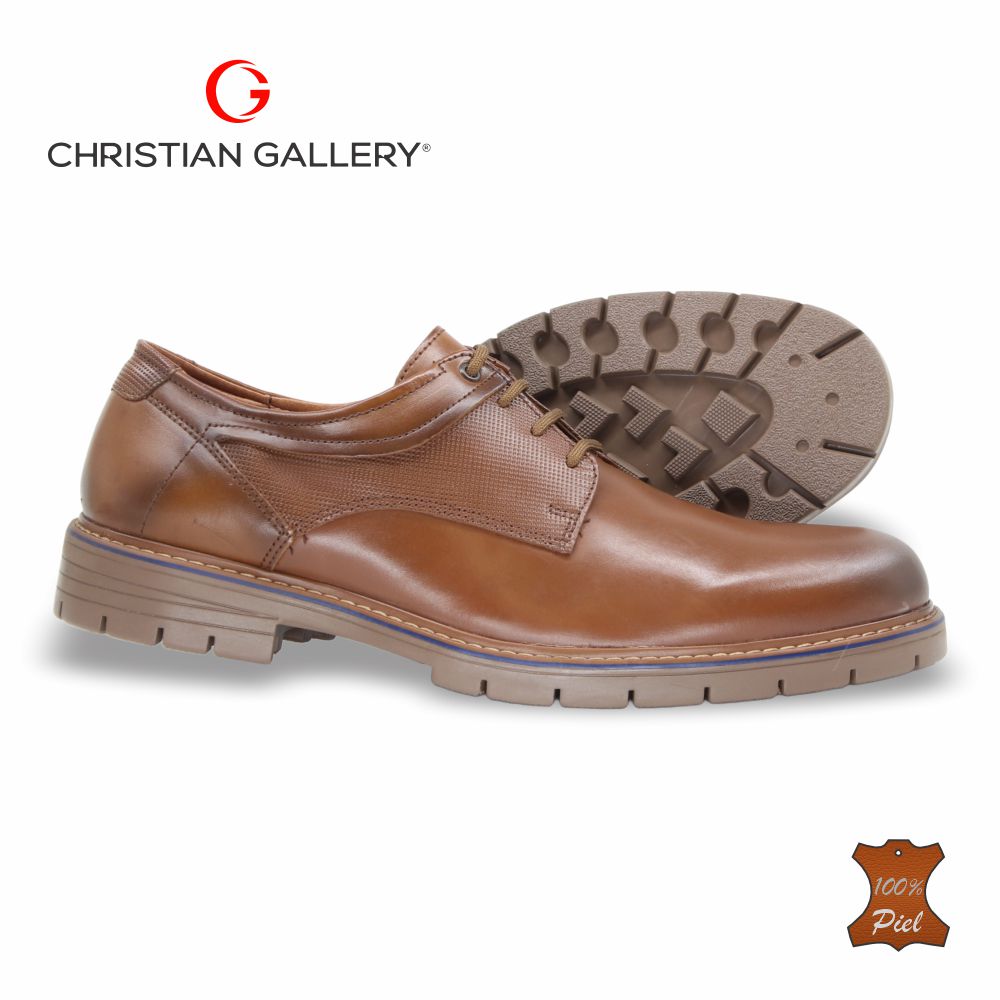Zapato Formal de Piel mod. 732-1 color tabaco – Christian Gallery