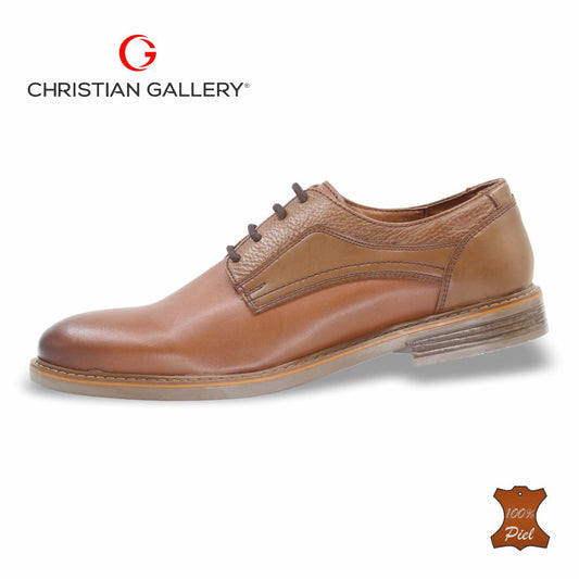 Zapato Formal de Piel mod. 732-1 color tabaco – Christian Gallery
