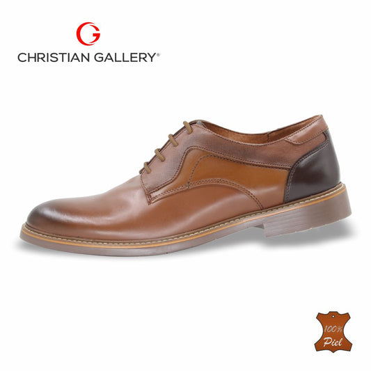 Zapato Formal de Piel mod. 10153-2 color tabaco – Christian Gallery