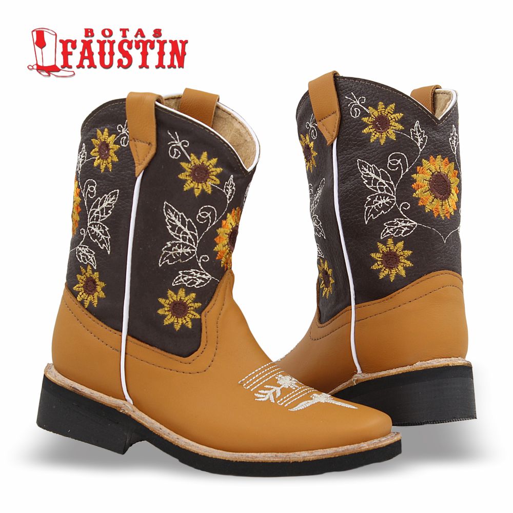 BOTA INFANTIL DE PIEL GENUINA, ESTILO 1 COLOR MANTEQUILLA – FAUSTIN