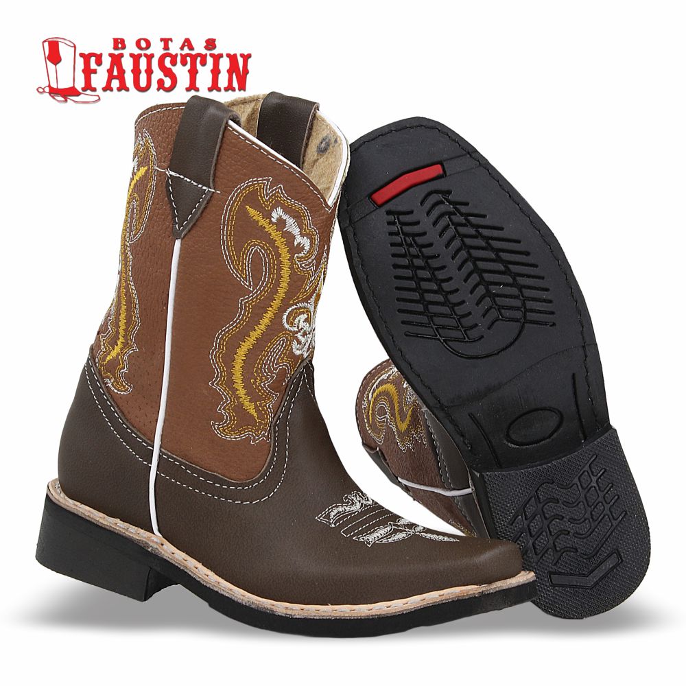 BOTA INFANTIL DE PIEL GENUINA, ESTILO 1 COLOR CAFE – FAUSTIN