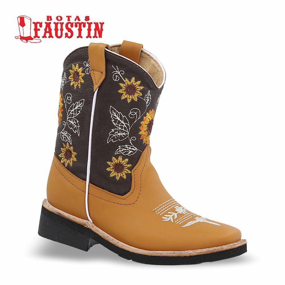 BOTA INFANTIL DE PIEL GENUINA, ESTILO 1 COLOR MANTEQUILLA – FAUSTIN