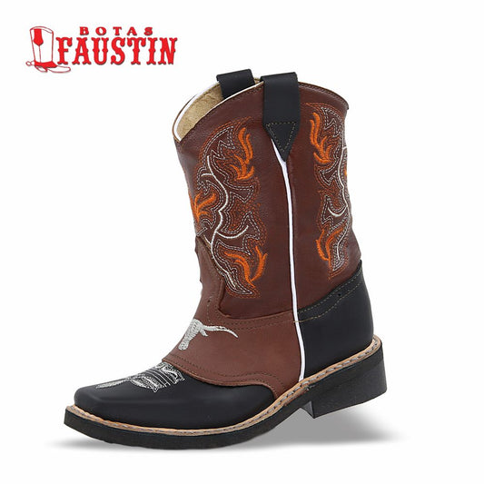 BOTA INFANTIL DE PIEL GENUINA, ESTILO 1 COLOR NEGRO SHEDRON – FAUSTIN