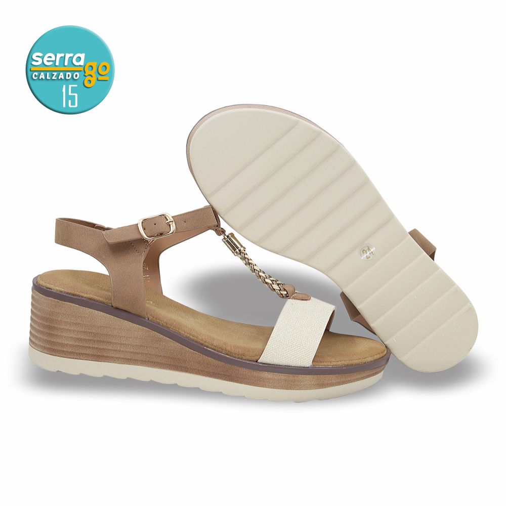 SANDALIA DE PLATAFORMA DAMA ESTILO 711 COLOR LATTE