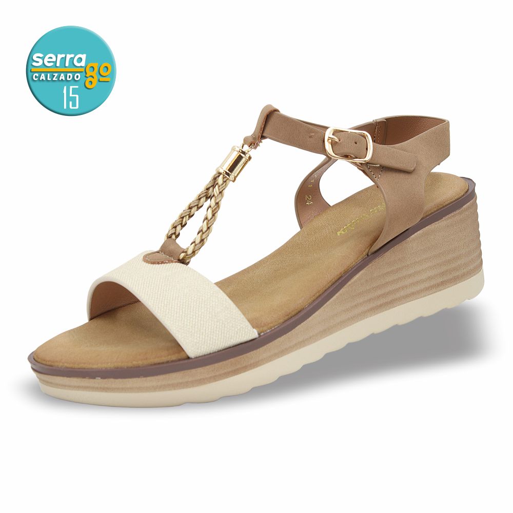 SANDALIA DE PLATAFORMA DAMA ESTILO 711 COLOR LATTE