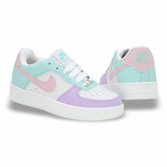 CALZADO URBANO REPLICA NIK AIR FORCE 1 L20 COLOR BLANCO MTA LILA
