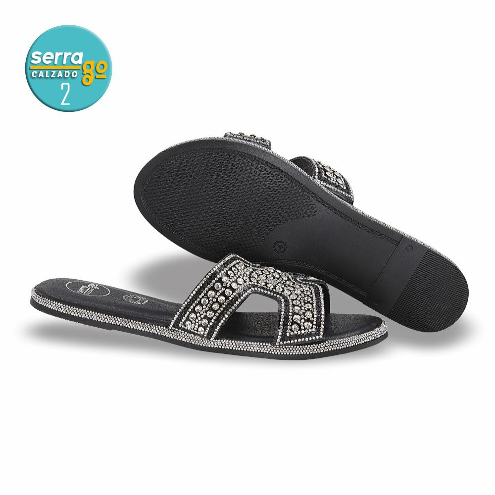 SANDALIA FLAT MOD. H-114 COLOR NEGRO