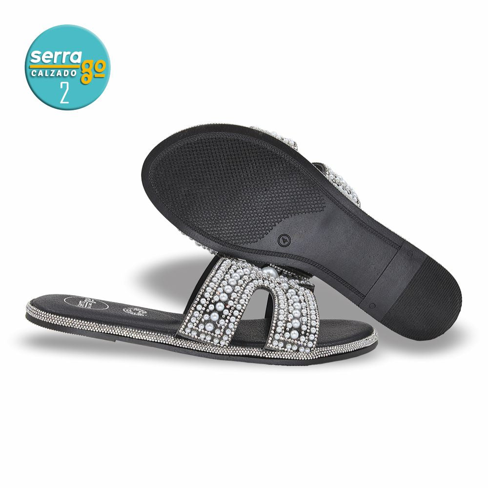 SANDALIA FLAT MOD. H-121 COLOR NEGRO
