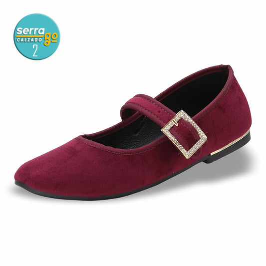 CALZADO FORMAL PARA DAMA TIPO FLAT ESTILO B-821 COLOR VINO