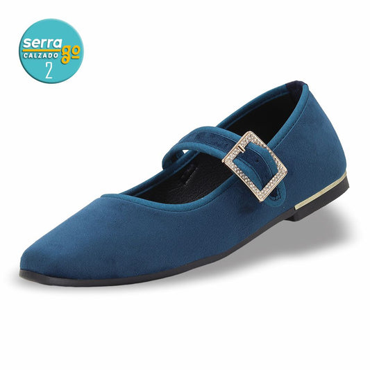 CALZADO FORMAL PARA DAMA TIPO FLAT ESTILO B-821 COLOR AZUL REY