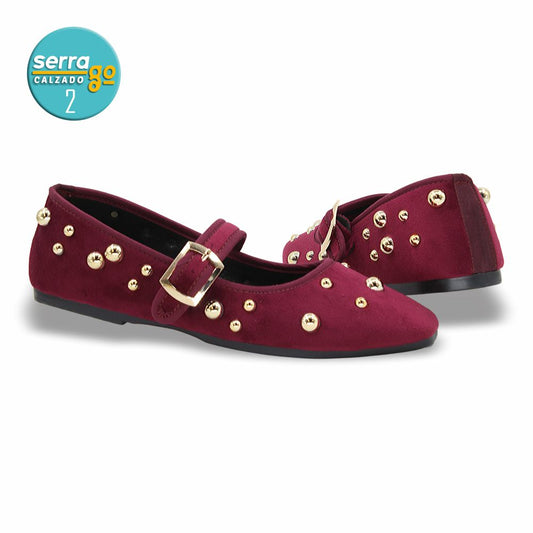 CALZADO FORMAL PARA DAMA TIPO FLAT ESTILO B-824 COLOR VINO