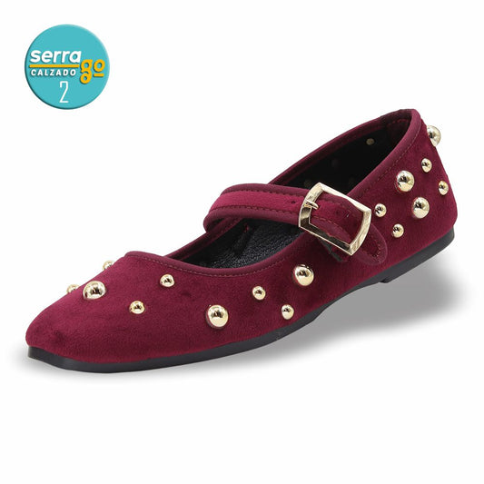 CALZADO FORMAL PARA DAMA TIPO FLAT ESTILO B-824 COLOR VINO