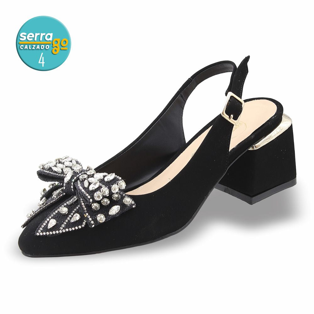 ZAPATILLA DE TACÓN MEDIO MOD. 5966 COLOR BUCK NEGRO