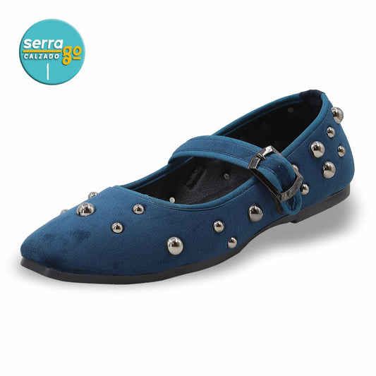 CALZADO FORMAL PARA DAMA TIPO FLAT ESTILO B-824 COLOR AZUL