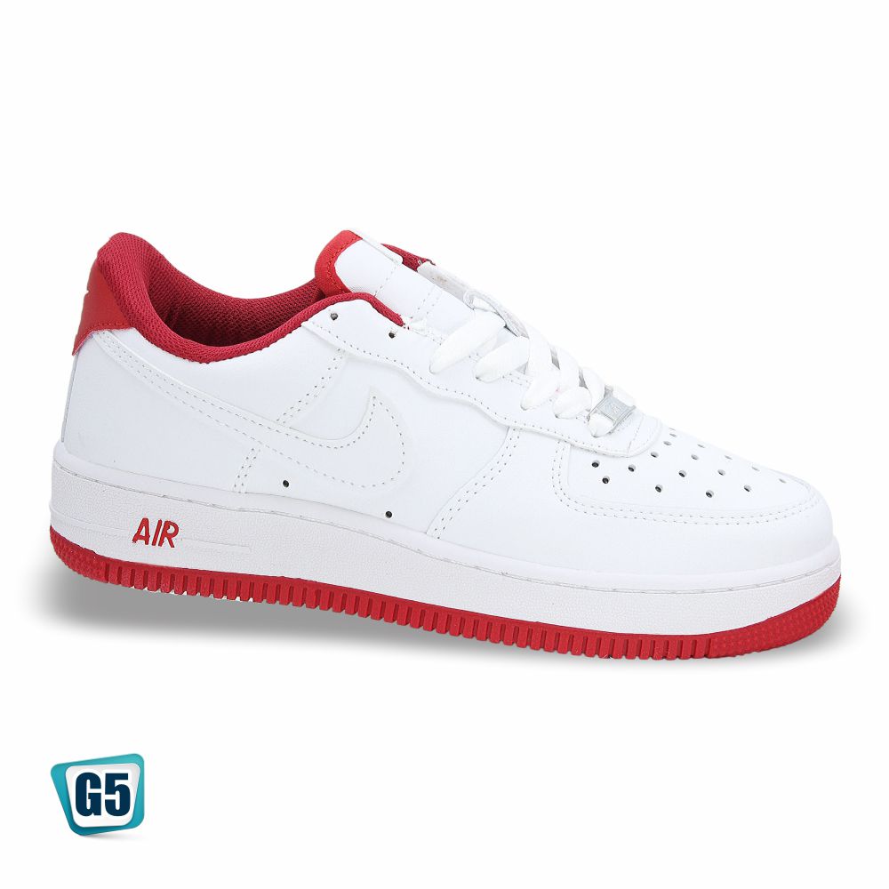 CALZADO URBANO REP NIK AIR FORC AF1MA-4 COLOR BLANCO ROJO