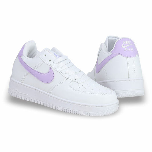 CALZADO URBANO, L20-1, AIR FORCE 1, ESTILO 1600G, COLOR BLANCO LILA.