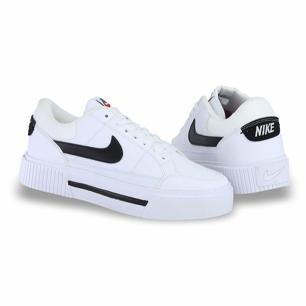 CALZADO URBANO, L20-1, NIKE COURT LEGACY LIFT, ESTILO 540G, COLOR BLANCO NEGRO.