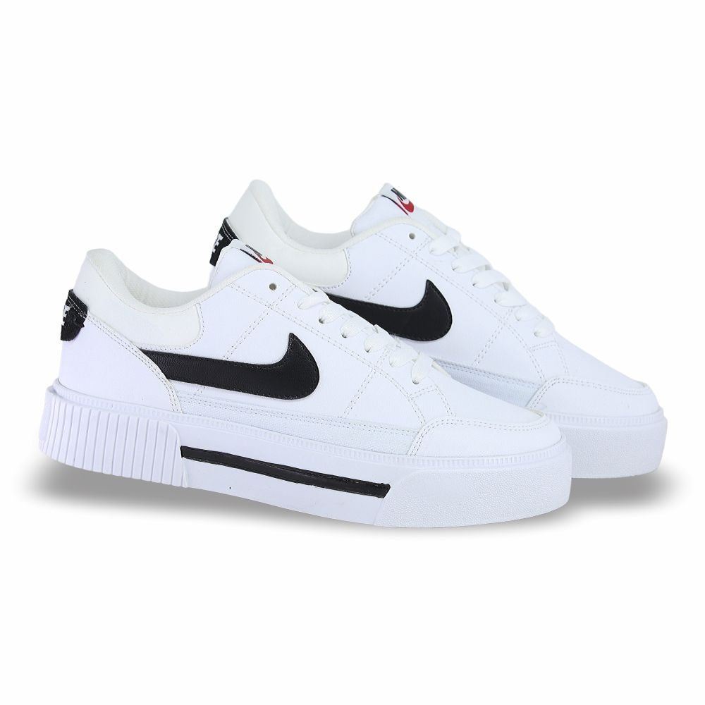 CALZADO URBANO, L20-1, NIKE COURT LEGACY LIFT, ESTILO 540G, COLOR BLANCO NEGRO.