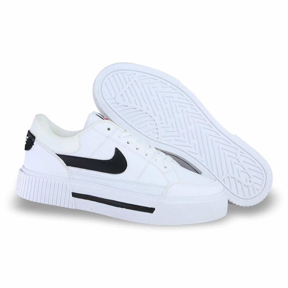 CALZADO URBANO, L20-1, NIKE COURT LEGACY LIFT, ESTILO 540G, COLOR BLANCO NEGRO.